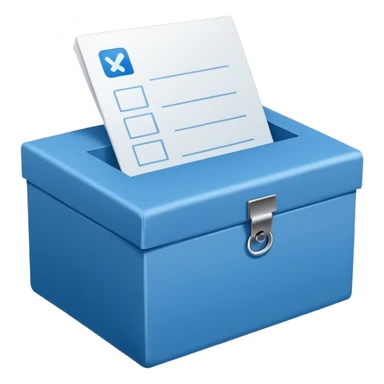 A paper blue box with a check in side sticker