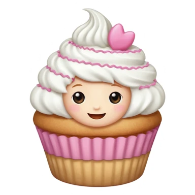 Un pequeño y adorable cupcake que ha cobrado vida, con un glaseado esponjoso que funciona como su "sombrero" o "pelo". Es la encarnación de la dulzura y la amabilidad. sticker