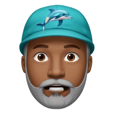 Black man with gray goatee wearing a Dolphins cap sticker
