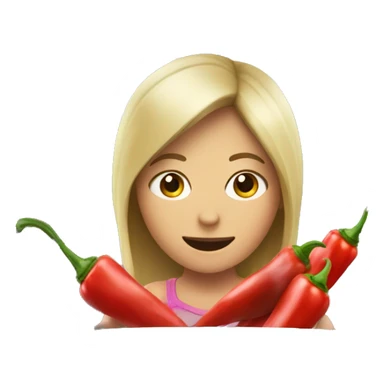 girl in car interior chopping red peppers sticker