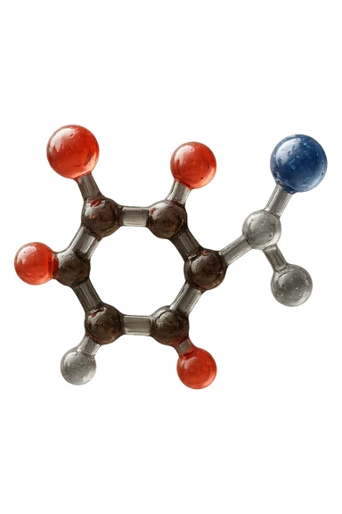 particella anatomica di catecolamina fluttua in aria iperrealistica sticker