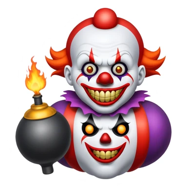 Evil clown with a bomb sticker