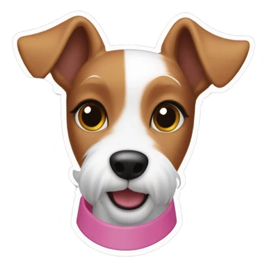 AI generated sticker of a female mini fox terrier with a pink collar, solid colour brown fur, inspired by the style of “Lady and the Tramp.” White outline around it sticker
