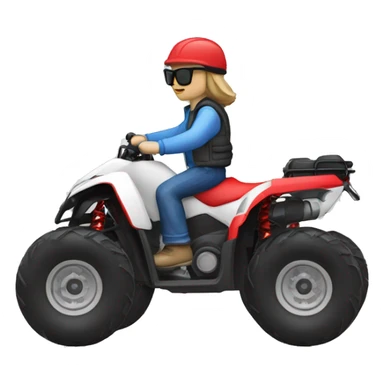 quad bike white with developer with blue jeans, red jacket and sunglasses riding sticker