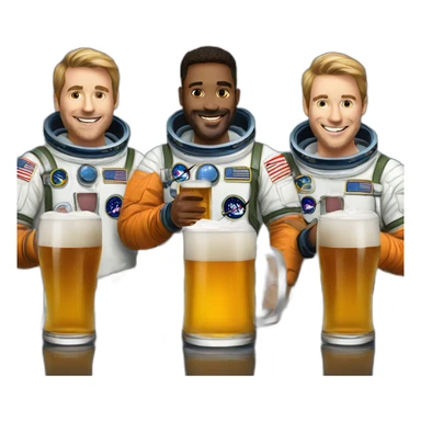 group of astronauts drinking glass of beers sticker