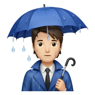man getting wet (umbrella, dripping hair) sticker