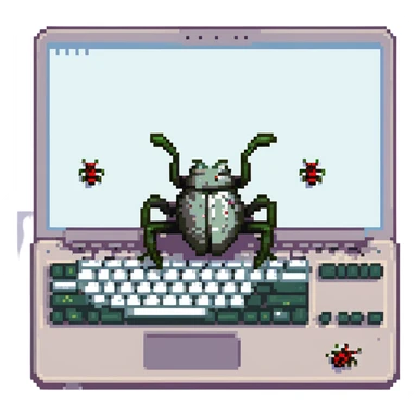 Laptop with bugs running around on the keyboard sticker