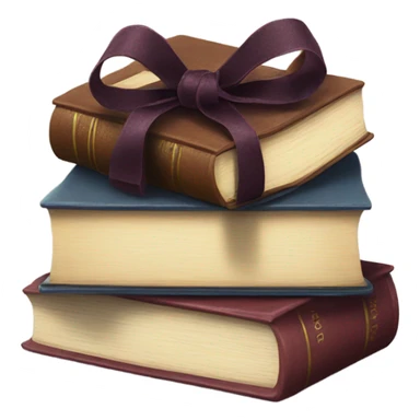 a stack of books with a lace bow sticker