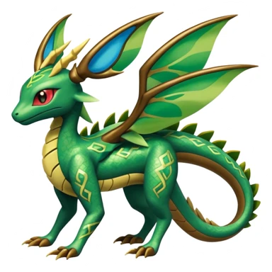 Shiny 4-legged Rayquaza-Flygon-Zygarde-Leafeon-fusion, full body sticker