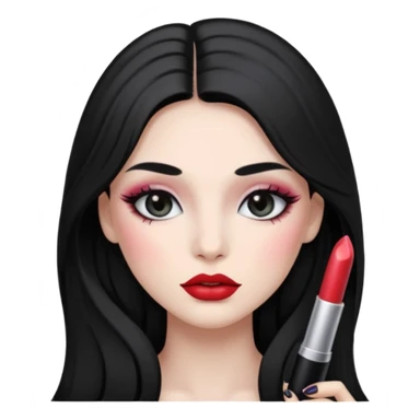 girl with black hair with long  hair Wearing makeup
 sticker