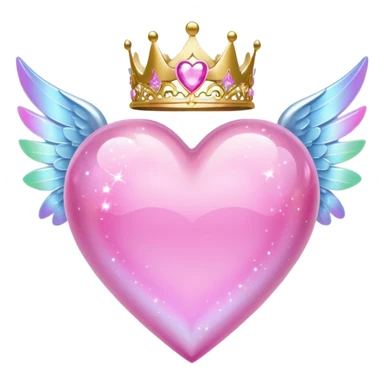 Pink sparkling heart with angel tiara and fairy wings sticker