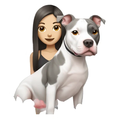 Gray and white pitbull with a Japanese girl sticker