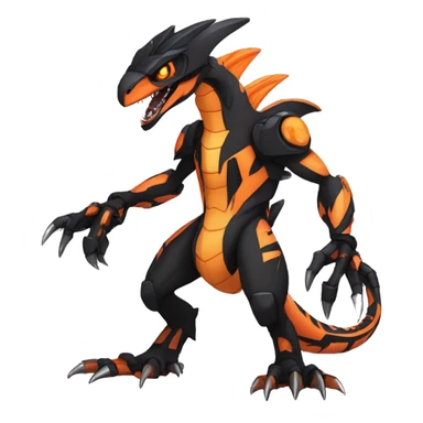  Cool Edgy Black Orange Digimon-Fakemon-Guilmon-Velociraptor-Dragon-Mecha full body sticker