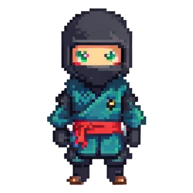 ninja character standing idle, game sprite sticker