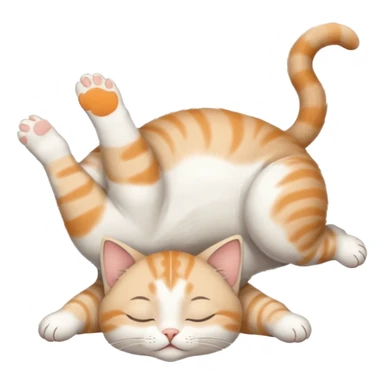 grey and white small cat eyes with closed lying down upside down with paws stretched out straight in different directions sticker