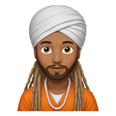 Brownskin man with long dreadlocks add a white turban on his head orange shirt  sticker