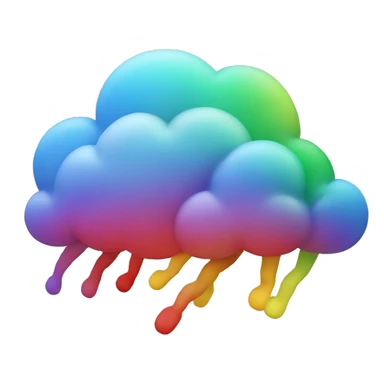 colorful cloud with legs running. Should only have green, yellow, blue, and red colors. sticker
