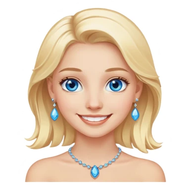smiling blonde girl with blue eyes and jewelry  sticker