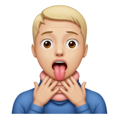 Tounge sticking out with hands around neck  sticker