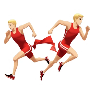 An icon featuring a running track with starting blocks and a pair of sprinting shoes in motion. The background showcases a grand stadium with cheering fans, bright sunlight, and a clear blue sky. Transparent background highlights the speed, energy, and competition of track running. sticker