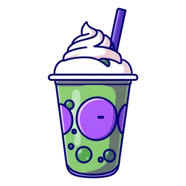 green bubble tea with whipped cream on top sticker