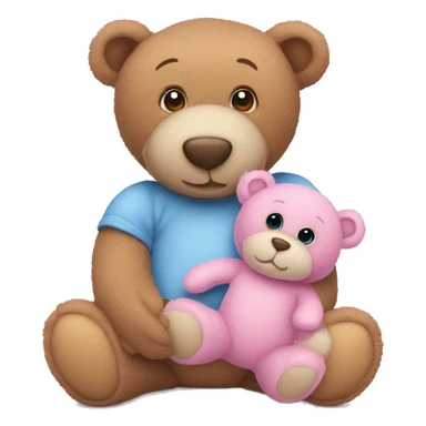 Two blue baby teddy bears held by a pink mommy teddy bear sticker