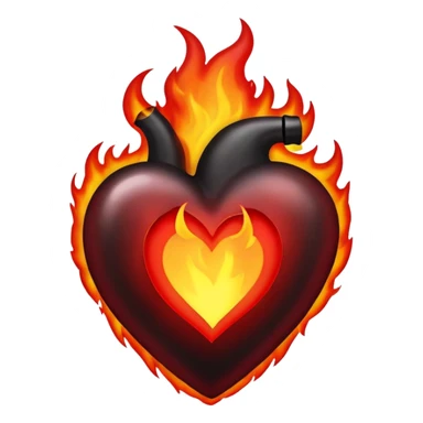 Black fire heart sticker
