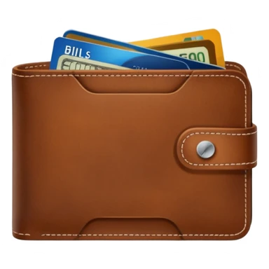 portefeuille marron avec quelques billets et carte bancaire sticker