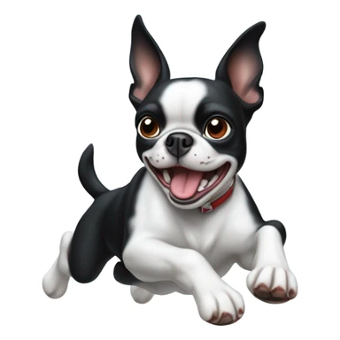 Boston terrier playing in the snow sticker