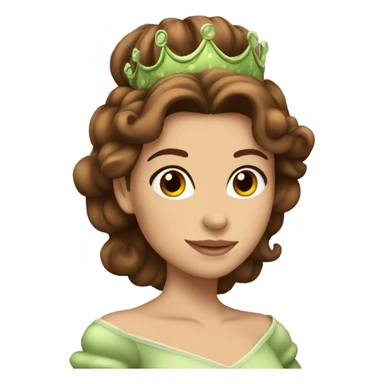 Princess with brown hair kissig frog sticker