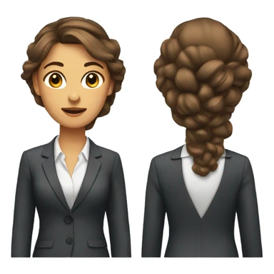 Woman with her hair up brown hair and in a suit sticker