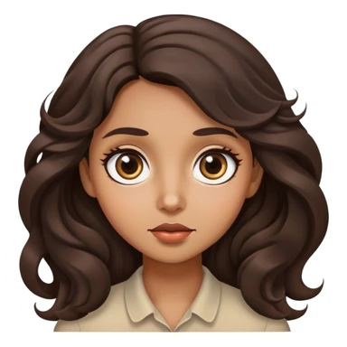 woman face with big eyes, medium skin tone, and dark wavy hair sticker