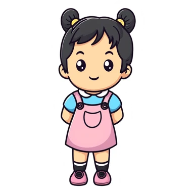 Cute little girl with pigtails sticker
