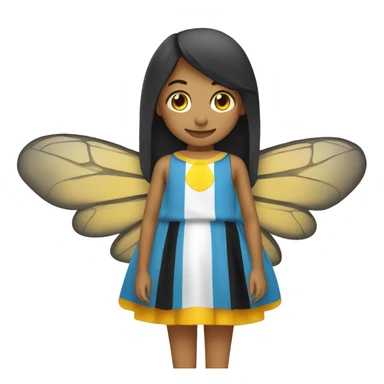 Create an emoji of a bee dress in the Argentina flag sticker