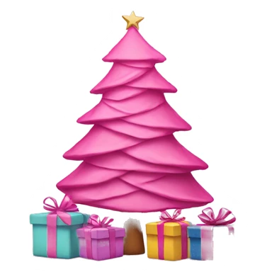 Pink Christmas tree with pink wrapped gifts sticker