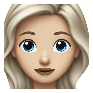 Long Brown hair white girl with blue eyes and rosy lips   sticker