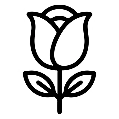 rose blossom in outlined icon style, black lines, no fill, simple and elegant sticker