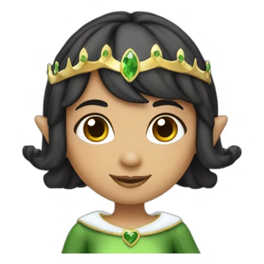 Black haired Elf girl with tiara and bob haircut sticker