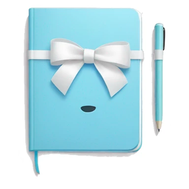 Pastel blue notebook with a white bow on it sticker