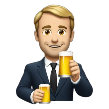 Macron avec une bière sticker
