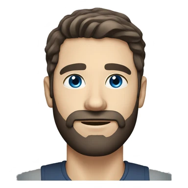 white male dark brown hair, short beard and blue eyes sticker