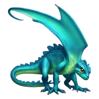 Cyan Shiny Lizard-Reptile-Raptor-Fakémon with dark-blue patterns Full Body sticker