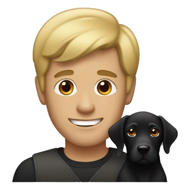 Dark blonde man with black Labrador sticker