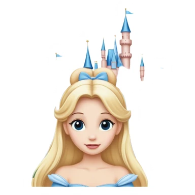 Long blonde hair fairy wearing Minnie ears in front of Cinderella’s castle  sticker