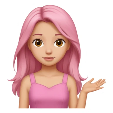 Girl with loose hair in a pink dress sticker