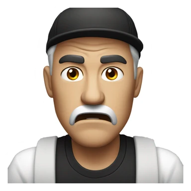  angry man wearing a black cap and a white shirt , with furious expression  sticker