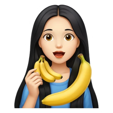 Girl Latina hair long black eating banana  sticker
