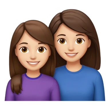 two best friends with brunette hair and light skin, smiling together sticker