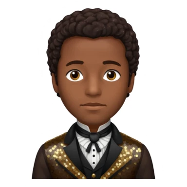 Solomon Northup with dark brown hair, dark brown sequin outfit  sticker