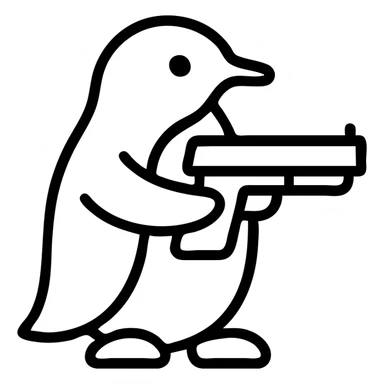 penguin holding a gun sticker